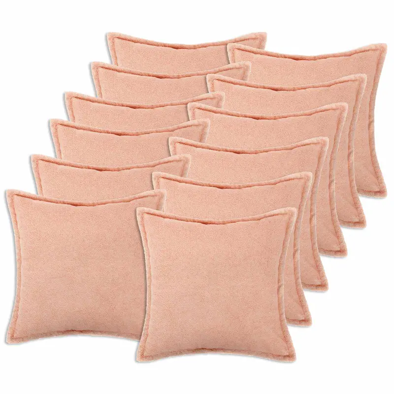 Vidaxl kussensloop 12 pcs houten roze 50 x 50 cm bouclé