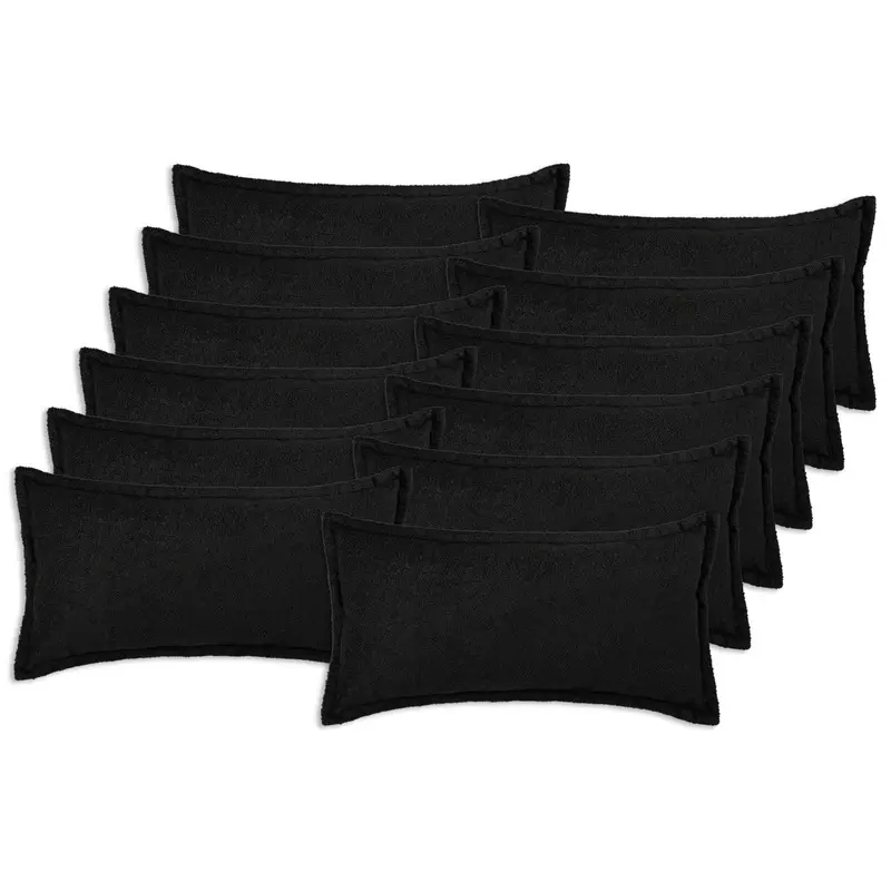 Vidaxl kussensloop 12 pcs houten zwart 40 x 80 cm bouclé