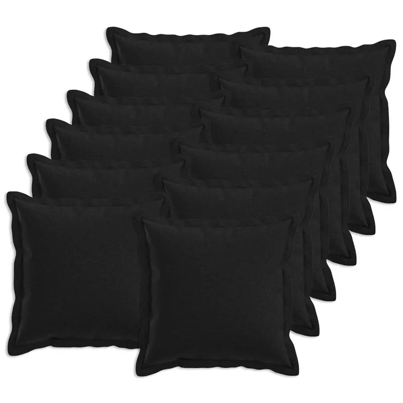 Vidaxl kussensloop 12 pcs houten zwart 45 x 45 cm faux linnen