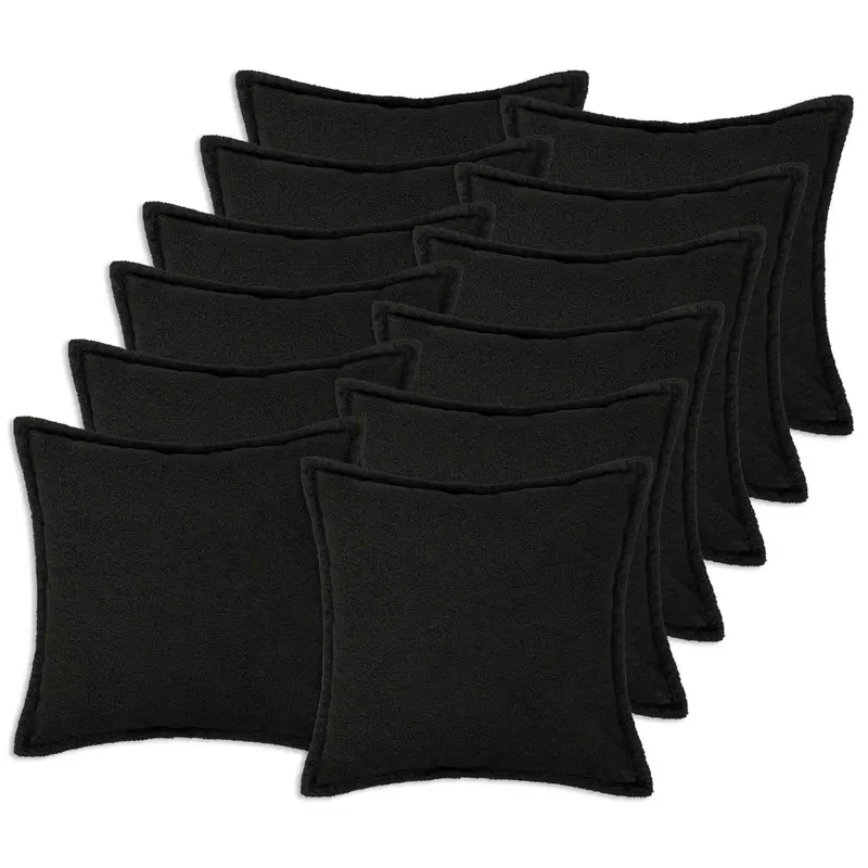 Vidaxl kussensloop 12 pcs houten zwart 50 x 50 cm bouclé
