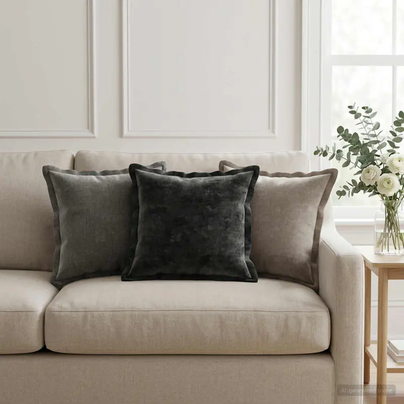 Vidaxl kussensloop 12 st houten antraciet 40 x 40 cm chenille stof