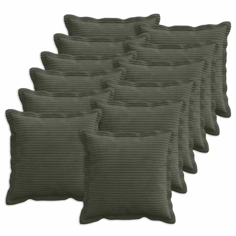 Vidaxl kussensloop 12 st houten antraciet 50 x 50 cm corduroy