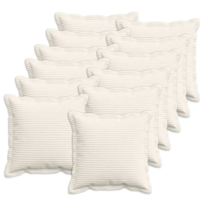 Vidaxl kussensloop 12 st houten crèmekleurig 40 x 40 cm corduroy