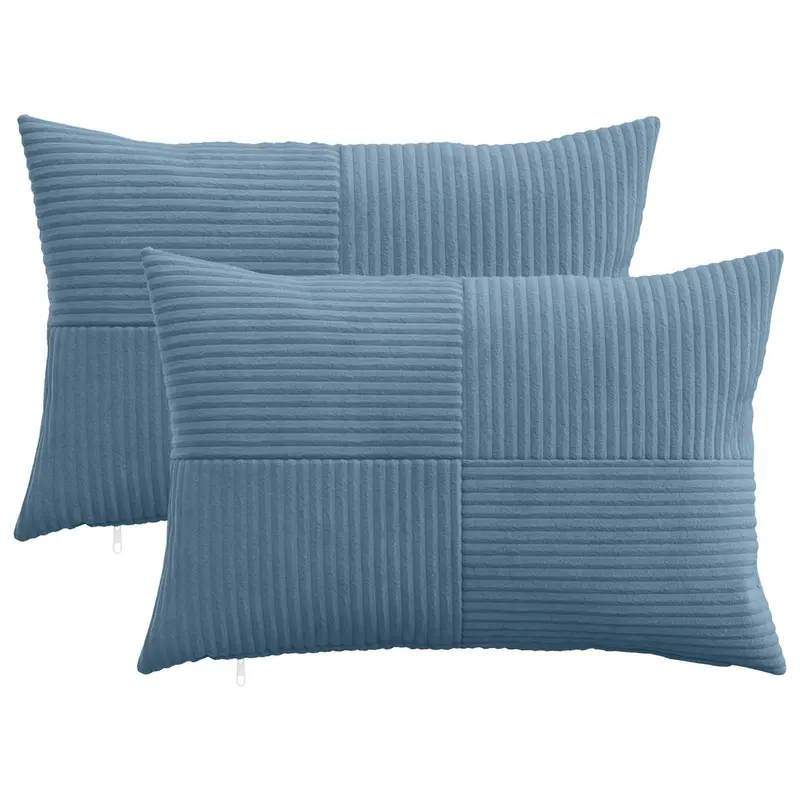 Vidaxl kussensloop 2 pcs almelo blauw 50 x 80 cm corduroy