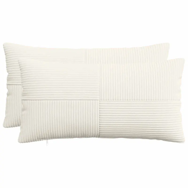 Vidaxl kussensloop 2 pcs almelo crèmekleurig 40 x 80 cm corduroy