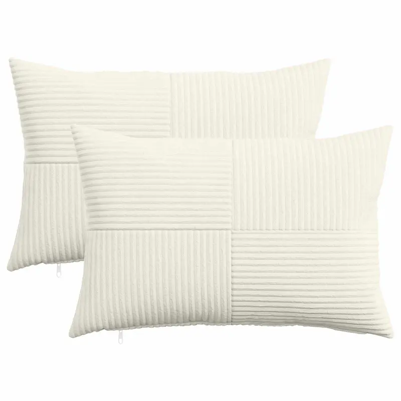 Vidaxl kussensloop 2 pcs almelo crèmekleurig 50 x 80 cm corduroy