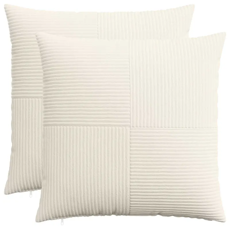 Vidaxl kussensloop 2 pcs almelo crèmekleurig 65 x 65 cm corduroy