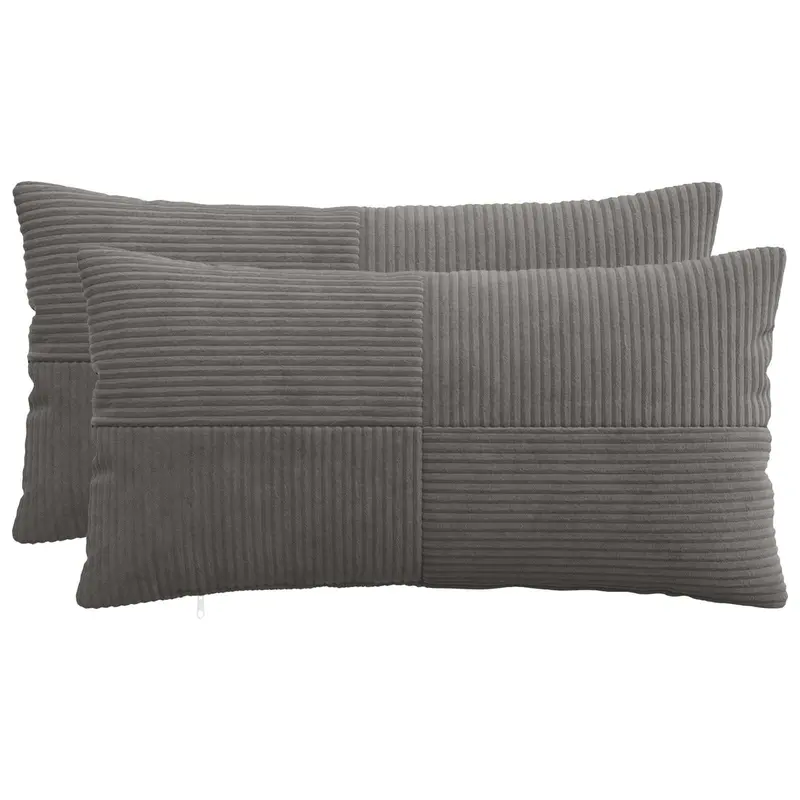 Vidaxl kussensloop 2 pcs almelo donkergrijs 40 x 70 cm corduroy