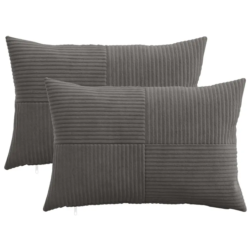 Vidaxl kussensloop 2 pcs almelo donkergrijs 50 x 75 cm corduroy