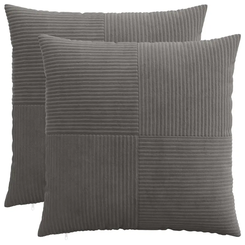 Vidaxl kussensloop 2 pcs almelo donkergrijs 65 x 65 cm corduroy