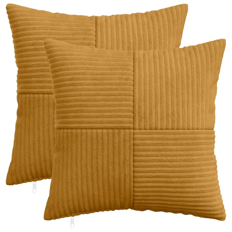 Vidaxl kussensloop 2 pcs almelo geel 35 x 35 cm corduroy