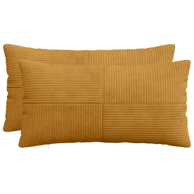 Vidaxl kussensloop 2 pcs almelo geel 40 x 70 cm corduroy