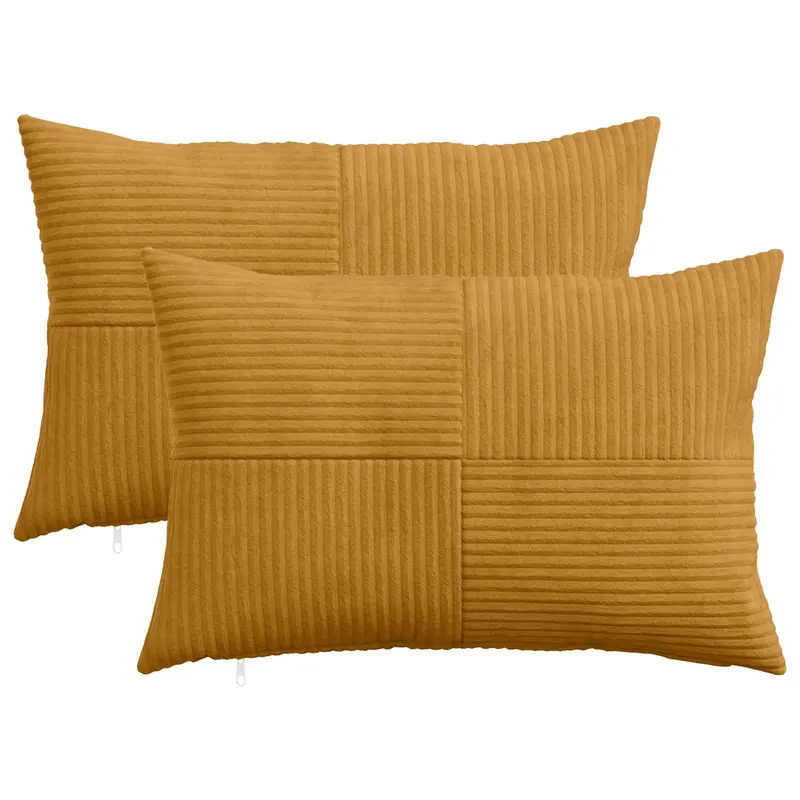 Vidaxl kussensloop 2 pcs almelo geel 50 x 80 cm corduroy