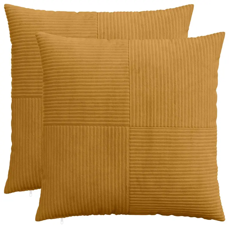 Vidaxl kussensloop 2 pcs almelo geel 80 x 80 cm corduroy
