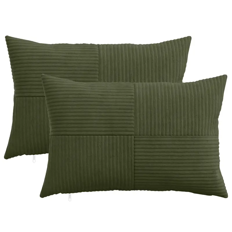 Vidaxl kussensloop 2 pcs almelo groen 40 x 60 cm corduroy
