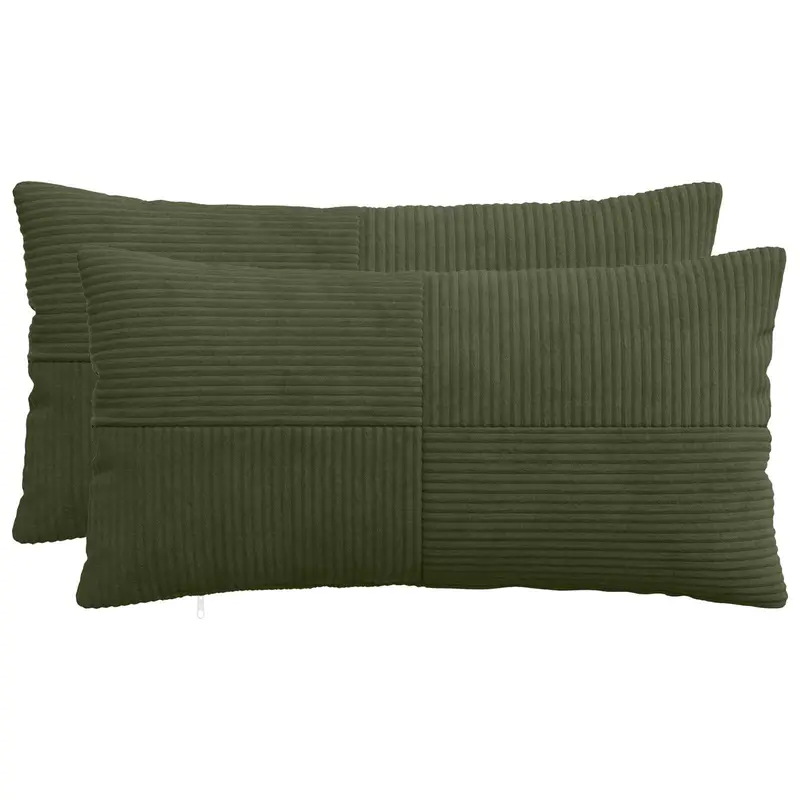 Vidaxl kussensloop 2 pcs almelo groen 40 x 70 cm corduroy