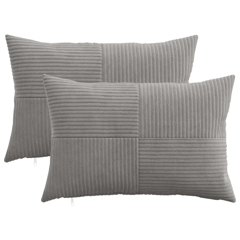 Vidaxl kussensloop 2 pcs almelo lichtgrijs 40 x 60 cm corduroy