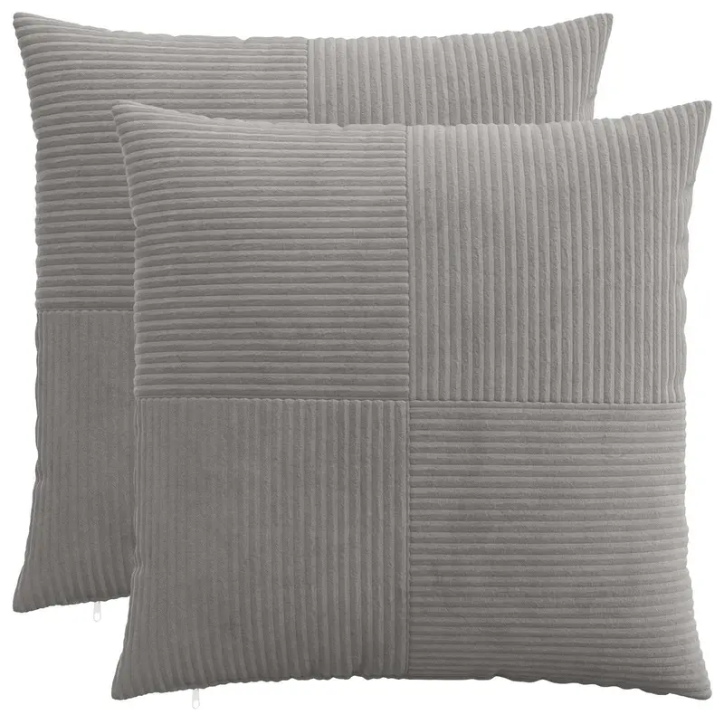 Vidaxl kussensloop 2 pcs almelo lichtgrijs 80 x 80 cm corduroy
