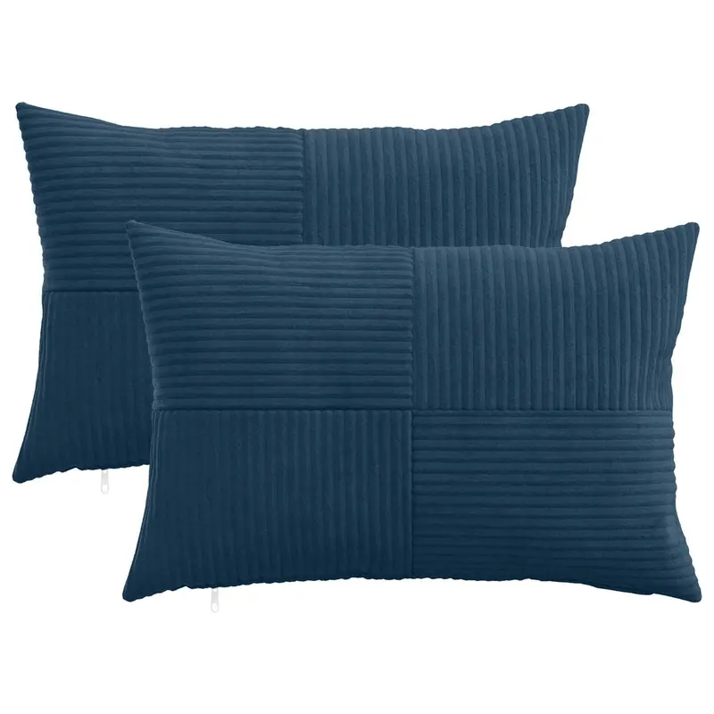 Vidaxl kussensloop 2 pcs almelo marineblauw 30 x 50 cm corduroy