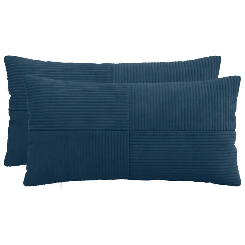 Vidaxl kussensloop 2 pcs almelo marineblauw 40 x 70 cm corduroy