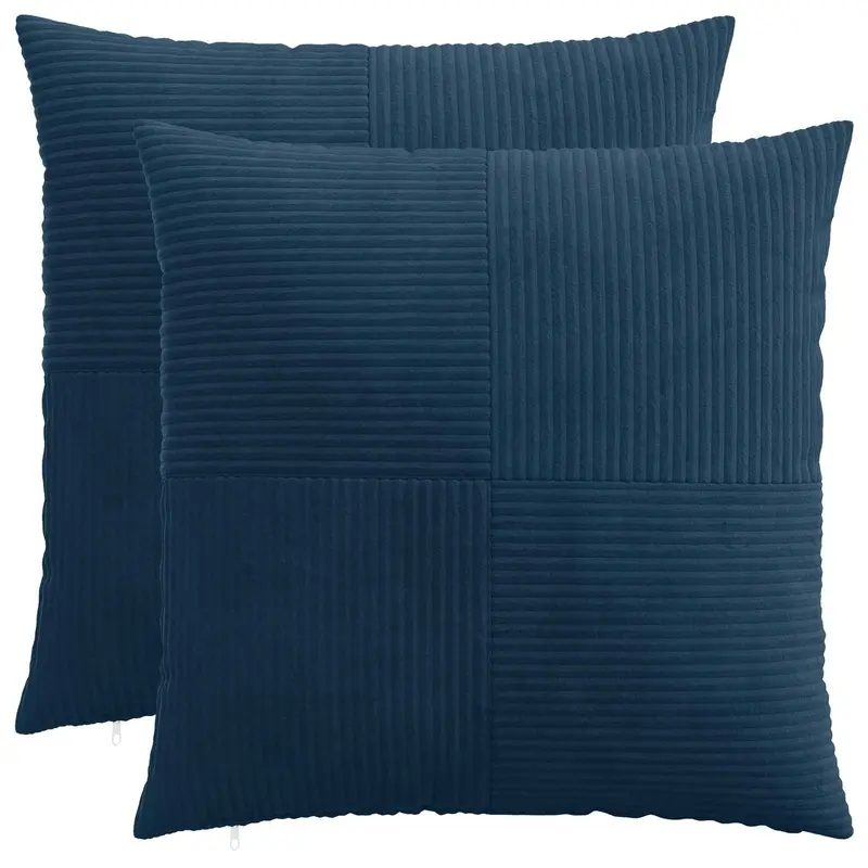 Vidaxl kussensloop 2 pcs almelo marineblauw 55 x 55 cm corduroy