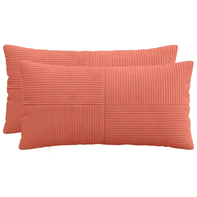 Vidaxl kussensloop 2 pcs almelo rood-oranje 40 x 80 cm corduroy