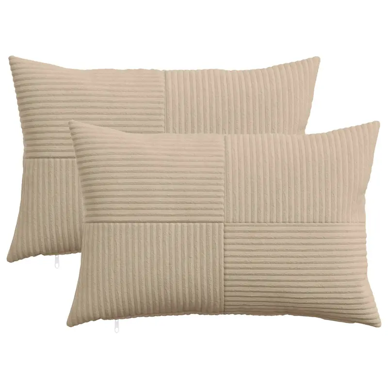Vidaxl kussensloop 2 pcs almelo taupe 50 x 70 cm corduroy