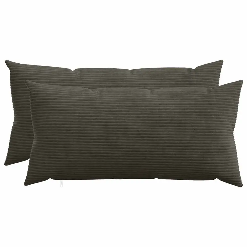Vidaxl kussensloop 2 pcs heerlen antracietkleurig 40 x 80 cm corduroy