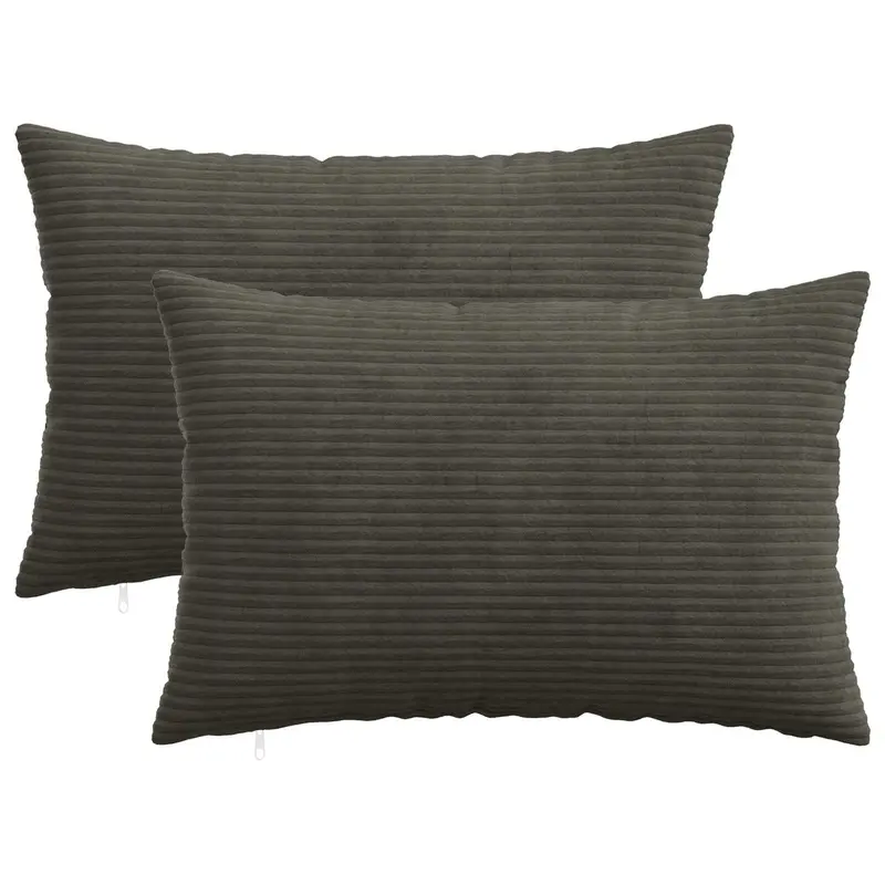 Vidaxl kussensloop 2 pcs heerlen antracietkleurig 50 x 80 cm corduroy