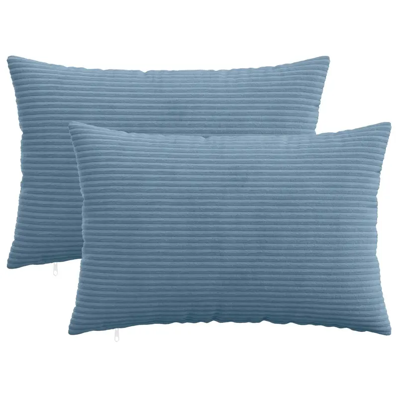 Vidaxl kussensloop 2 pcs heerlen blauw 40 x 60 cm corduroy