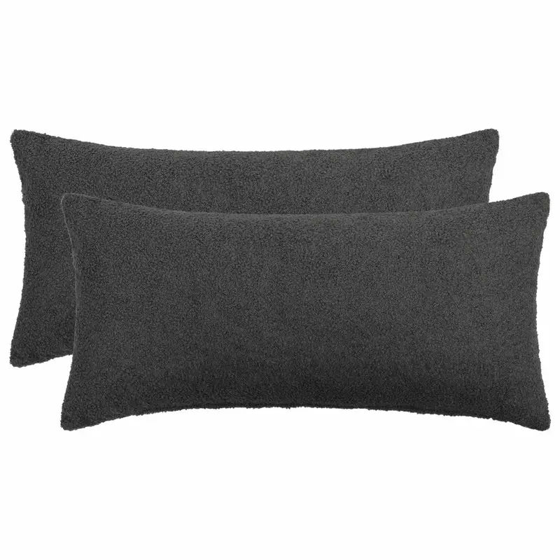 Vidaxl kussensloop 2 pcs heerlen donkergrijs 40 x 70 cm bouclé