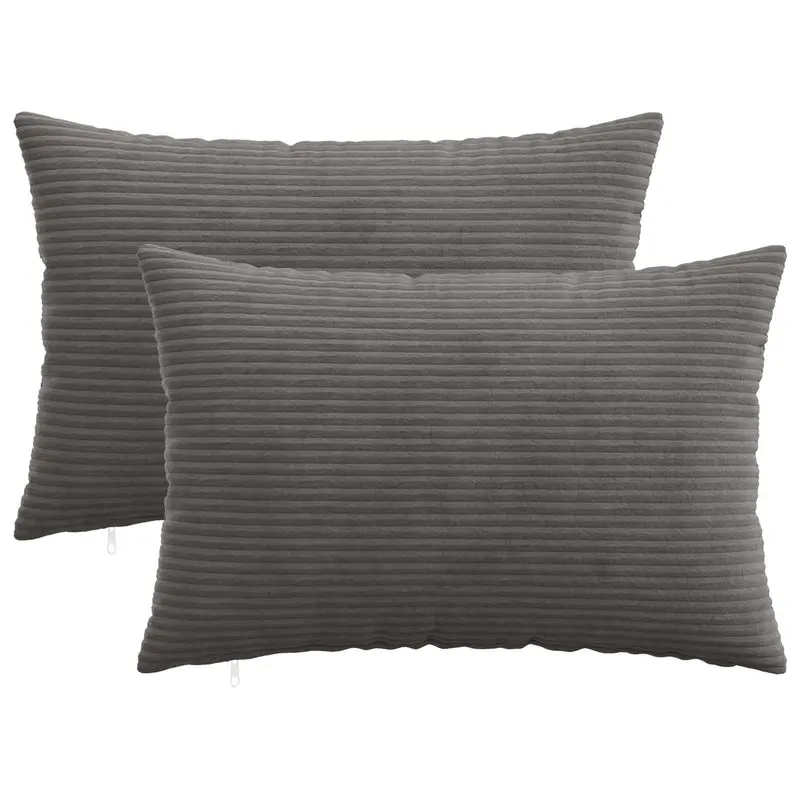 Vidaxl kussensloop 2 pcs heerlen donkergrijs 50 x 75 cm corduroy