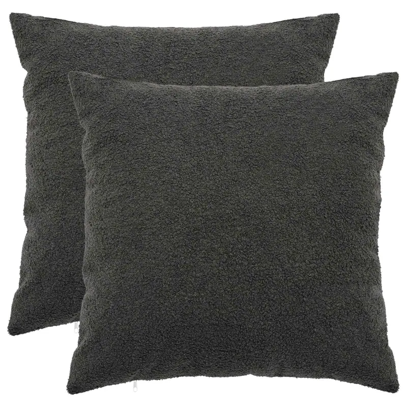 Vidaxl kussensloop 2 pcs heerlen donkergrijs 80 x 80 cm bouclé