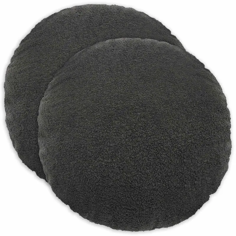 Vidaxl kussensloop 2 pcs heerlen donkergrijs ø 50 cm bouclé