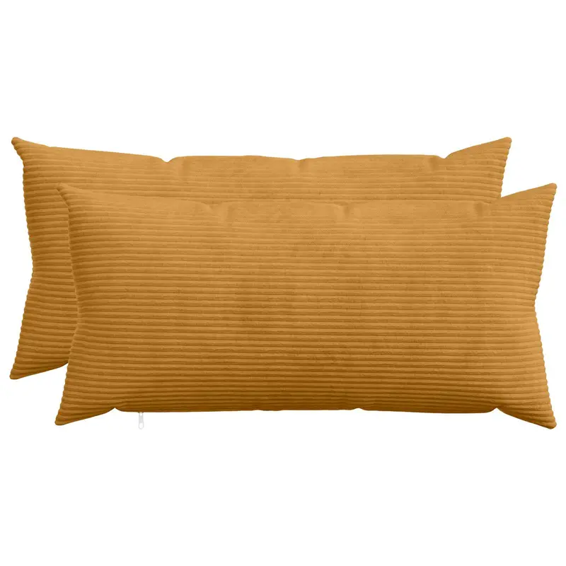 Vidaxl kussensloop 2 pcs heerlen geel 40 x 70 cm corduroy