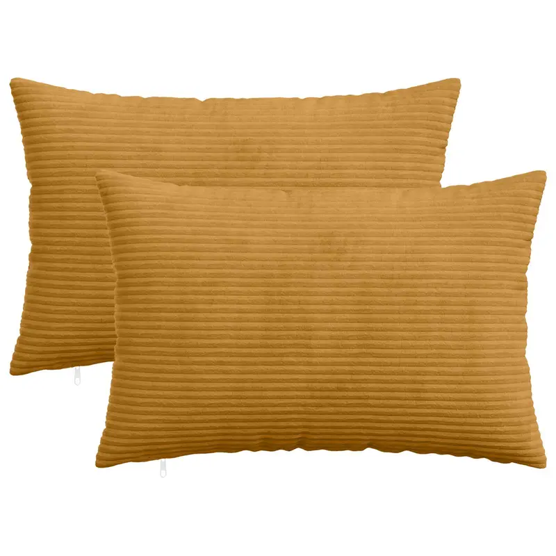 Vidaxl kussensloop 2 pcs heerlen geel 50 x 80 cm corduroy