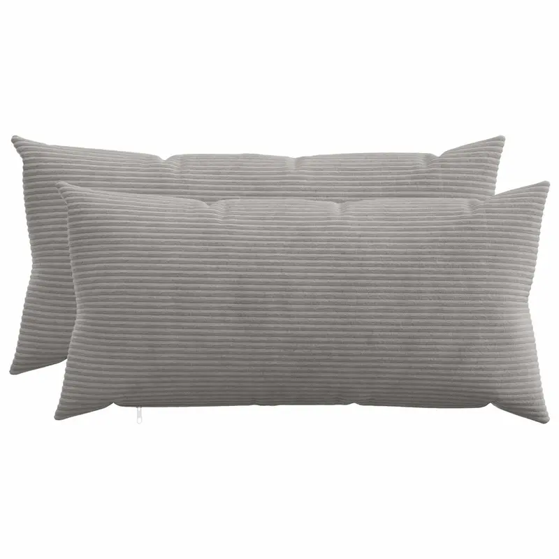 Vidaxl kussensloop 2 pcs heerlen lichtgrijs 40 x 80 cm corduroy