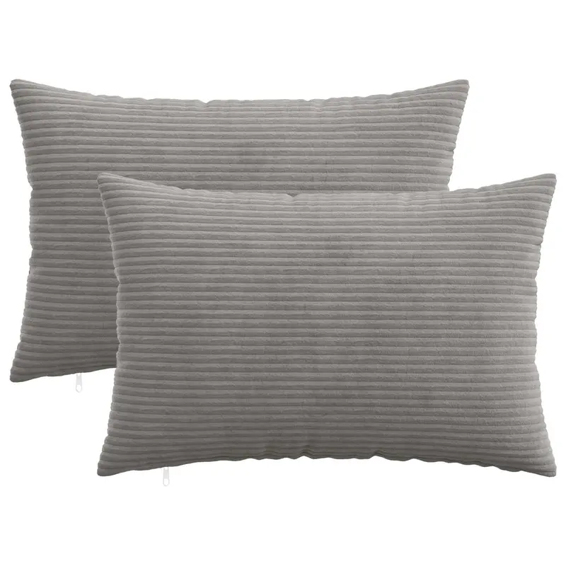 Vidaxl kussensloop 2 pcs heerlen lichtgrijs 50 x 75 cm corduroy