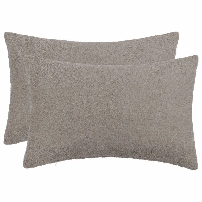 Vidaxl kussensloop 2 pcs heerlen lichtgrijs 50 x 80 cm bouclé