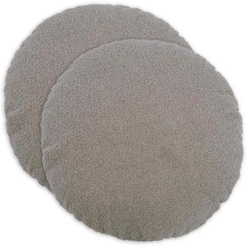 Vidaxl kussensloop 2 pcs heerlen lichtgrijs ø 40 cm bouclé