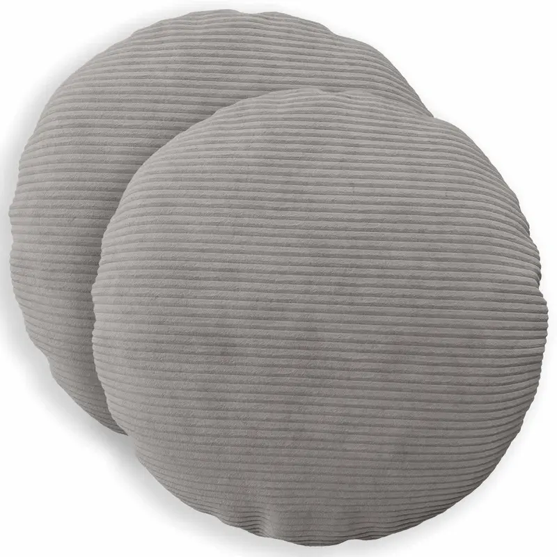 Vidaxl kussensloop 2 pcs heerlen lichtgrijs ø 40 cm corduroy