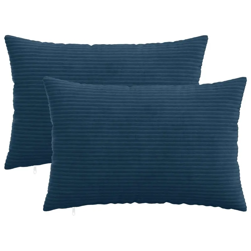 Vidaxl kussensloop 2 pcs heerlen marineblauw 50 x 80 cm corduroy