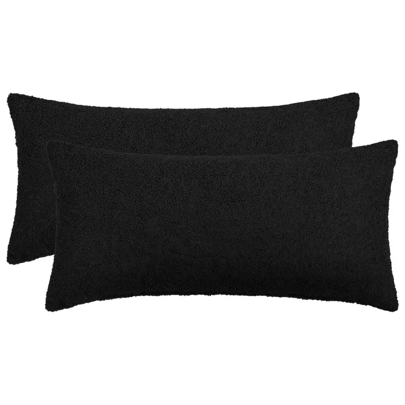 Vidaxl kussensloop 2 pcs heerlen zwart 40 x 80 cm bouclé