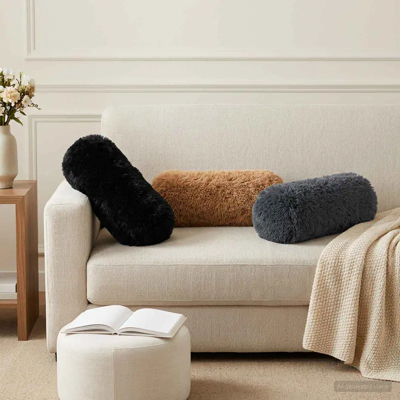 Vidaxl kussensloop 2 pcs heerlen zwart ø 15 x 40 cm pv fleece