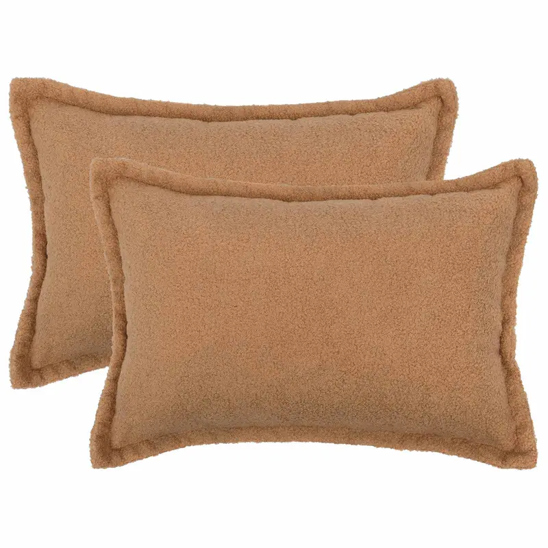 Vidaxl kussensloop 2 pcs houten beige 40 x 60 cm bouclé