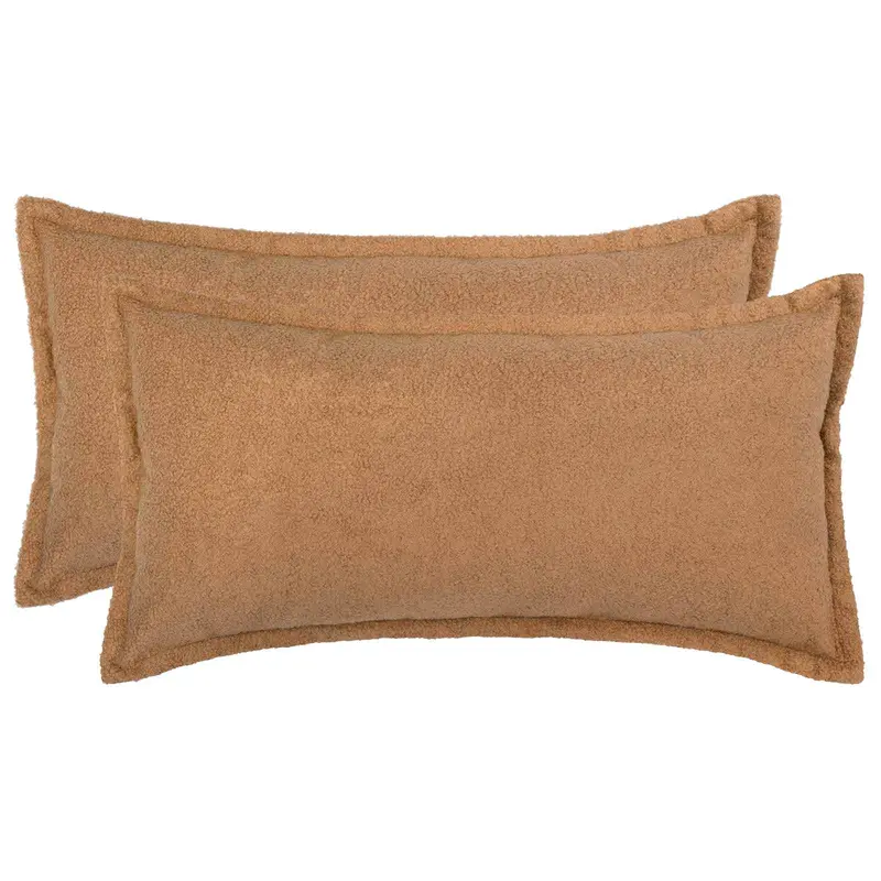 Vidaxl kussensloop 2 pcs houten beige 40 x 80 cm bouclé