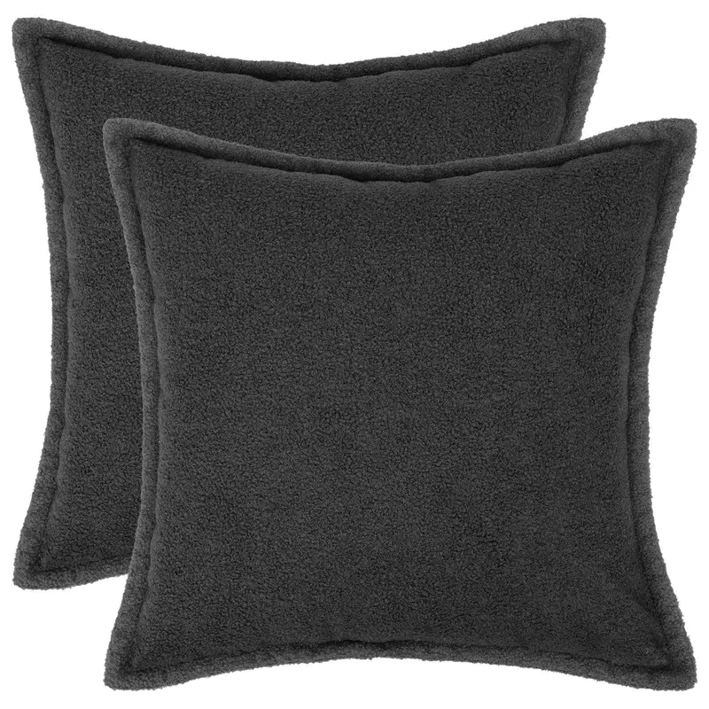 Vidaxl kussensloop 2 pcs houten donkergrijs 35 x 35 cm bouclé