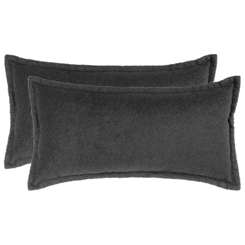 Vidaxl kussensloop 2 pcs houten donkergrijs 40 x 70 cm bouclé
