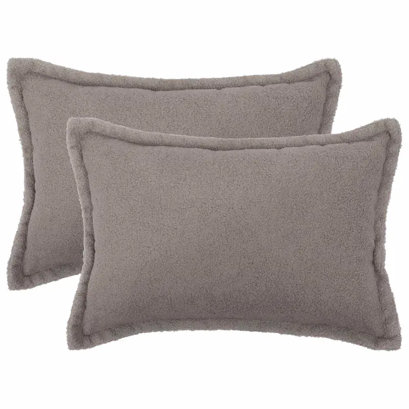Vidaxl kussensloop 2 pcs houten lichtgrijs 30 x 50 cm bouclé
