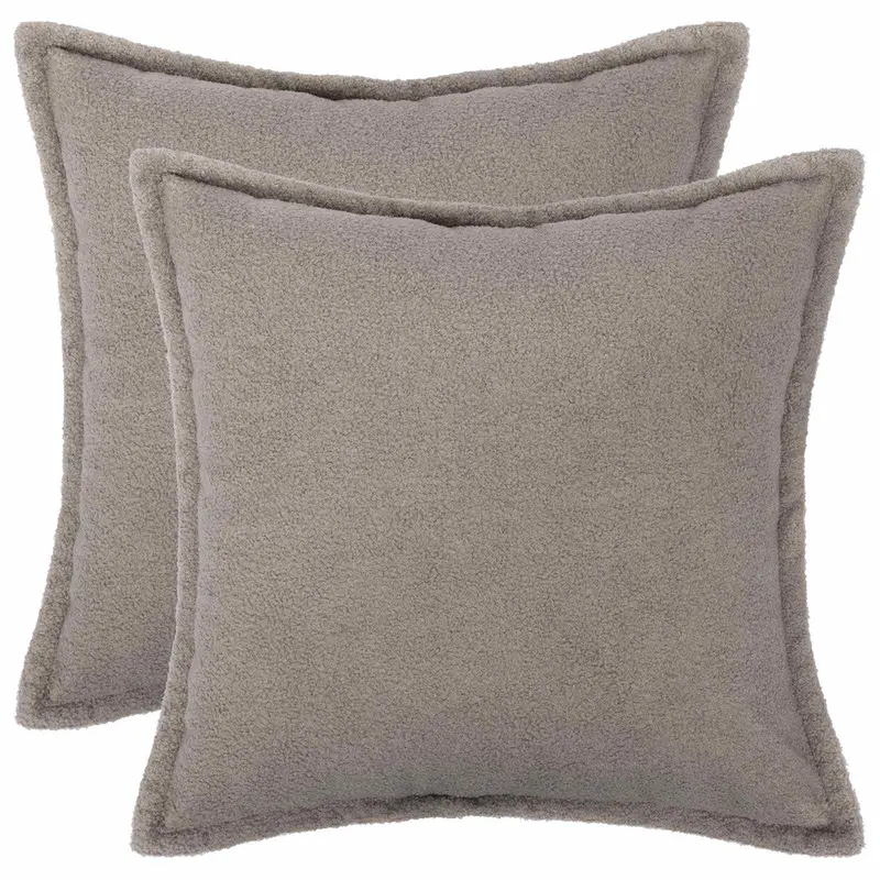 Vidaxl kussensloop 2 pcs houten lichtgrijs 45 x 45 cm bouclé
